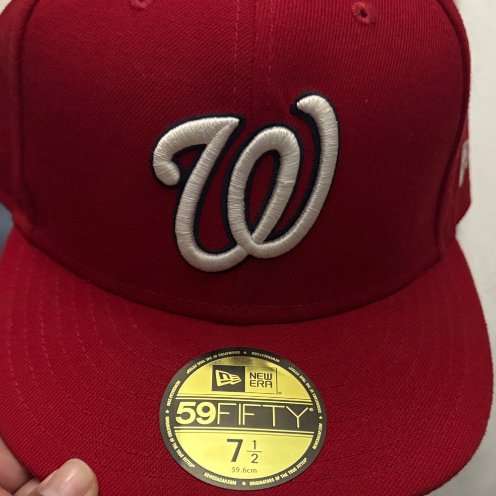 New Era Red Fitted Cap with White W Logo